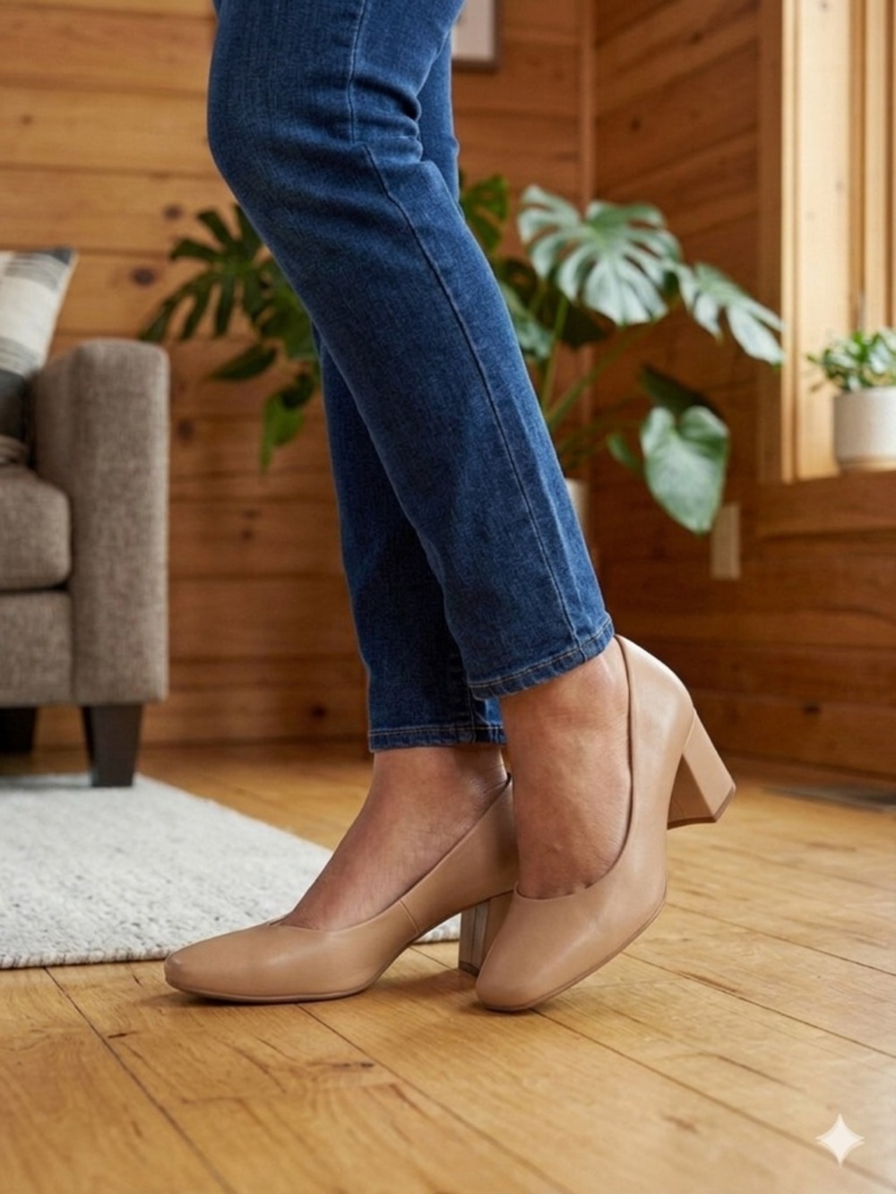Naturalizer Women's Nude Tan Block Heel Pumps size 10w